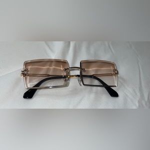 Rectangle Sunglasses for Women | Vintage Rimless Square Sun Glasses Candy Color